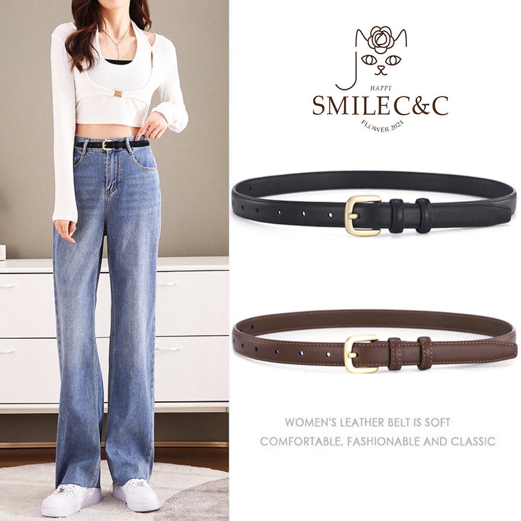 SmileFairyCC【COD &amp; Hàng Có Sẵn】Thắt Lưng Da Mềm Khóa Vuông Thời Trang Chất Lượng Cao Cho Nữ