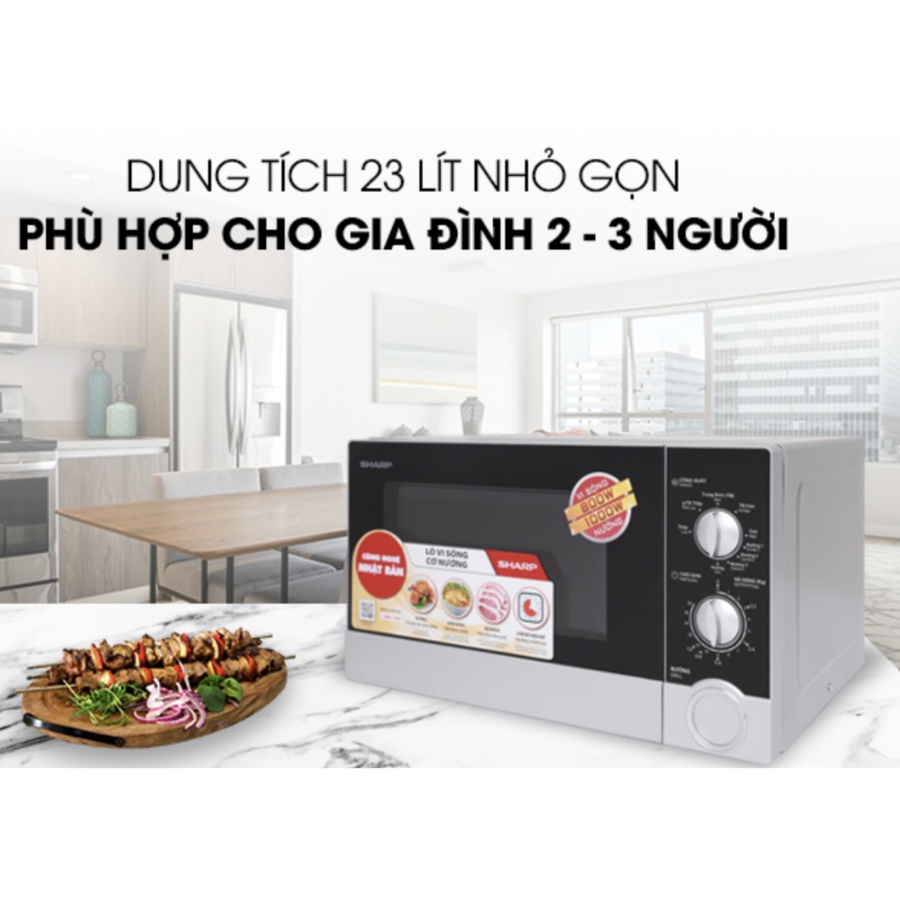 Lò vi sóng có nướng Sharp 23 lít R-G302VN-S | Bảo Hành Chính Hãng 12 tháng