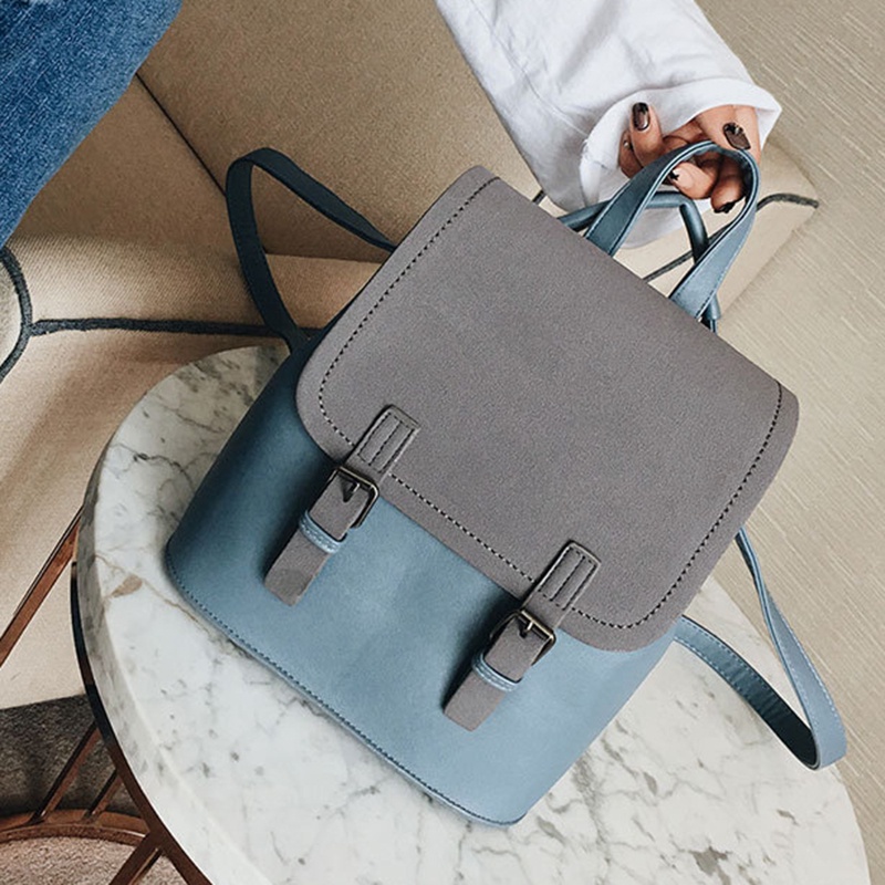 Ba Lô Màu Sắc Tương Phản Phong Cách Hàn Quốc Cho Nữ