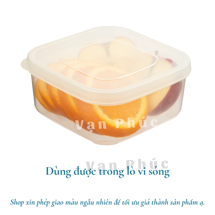 Hộp thực phẩm vuông inochi, nhựa PP nguyên sinh an toàn, không gây hại, chịu nhiệt 140 độ C