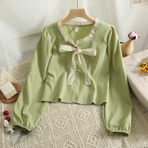 Áo kiểu công sở nữ kiểu dáng ulzzang tay dài thắt nơ nữ tính