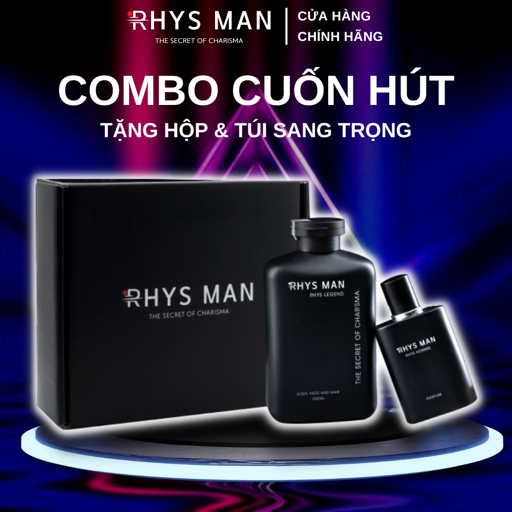 Bộ Quà Tặng Nam - Sữa tắm gội nam 3 in 1 hương nước hoa 350ml & Nước hoa nam RHYS MAN 50ml
