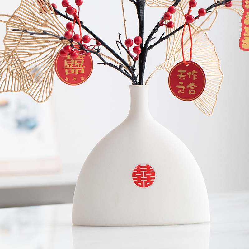 Bình hoa giả đào đông cao cấp trang trí decor phòng khách Tết 2023, set hoa và bình tài lộc