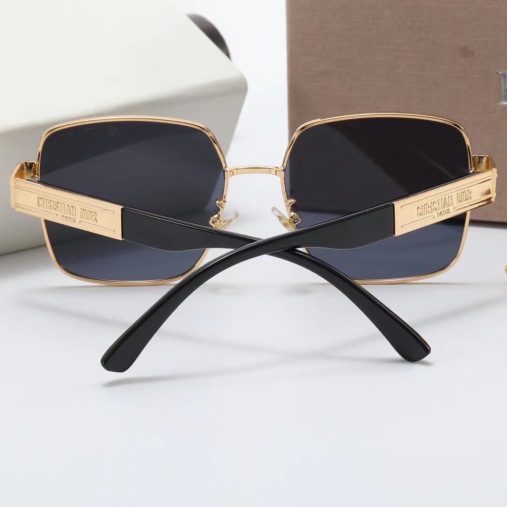 Kính Chống Tia UV400 Tròng Vuông Kim Loại Chống Phản Quang Thời Trang Cho Nam Và Nữ