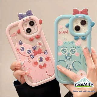 Dễ thương Cây cung quái vật nhỏ bắn ba chú lợn nhỏ Ốp lưng điện thoại hình quái vật 3D cho iPhone 14 XR 6 6S 7 8 Plus 11 13 12 14 Pro MAX XR X XS MAX SE