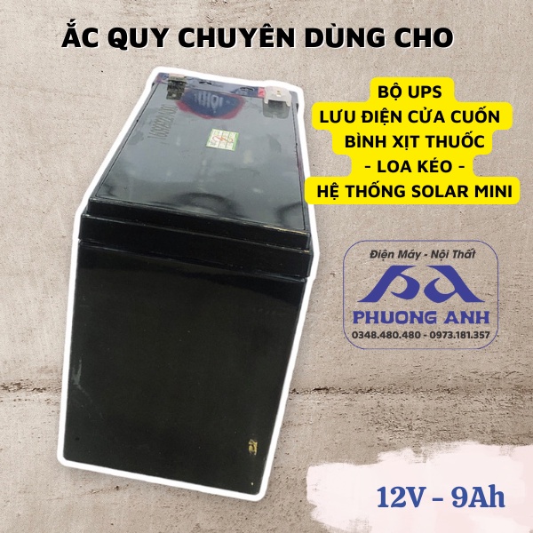 Bình ắc quy khô Camel gmela 12v-9ah dùng lưu điện cửa cuốn lưu điện máy tính bình xịt thuốc hệ thống điện solar mini