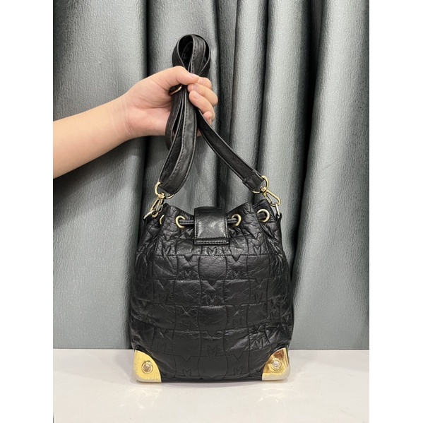 Túi si hiệu METROCITY dáng bucket mini đeo chéo da thật 100%