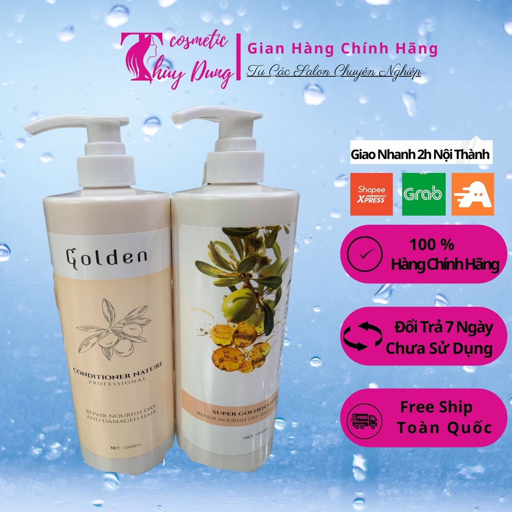 Cặp Dầu Gội Xả Golden 500-1000ml - Phục Hồi Tóc Hư Tổn, Khô Sơ Gãy Rụng, Kích Mọc Tóc Con, Hương Nước Hoa Siêu Mềm Mượt