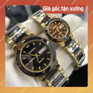 [Giá Tốt] Đồng Hồ Nam Nữ RAD0 Sapphire L033 Viền Đá Đen, Dây Thép Đá Đen Máy Pin Nhật