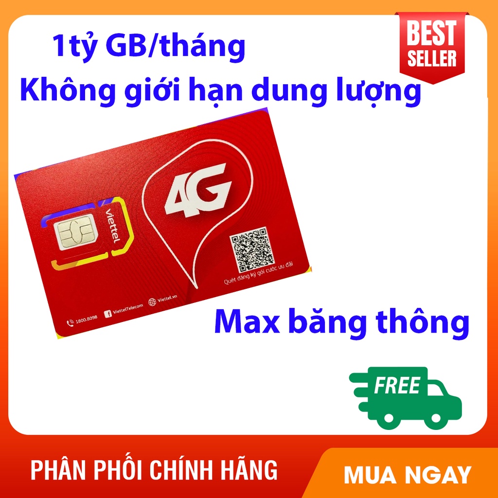 sim 4g viettel không giới hạn data MXH120 1tỷ Gb sim không giới hạn data max băng thông