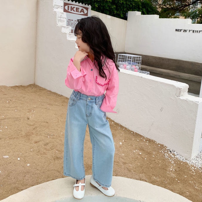 Quần Jean Ống Rộng Thoải Mái Thời Trang Xuân Thu Cho Nữ