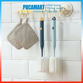 Cọ Rửa Ly, Bình Sữa Cao Cấp PUCA Cán Dài Chất Liệu Nhựa Và Mút Xốp Mềm Mại