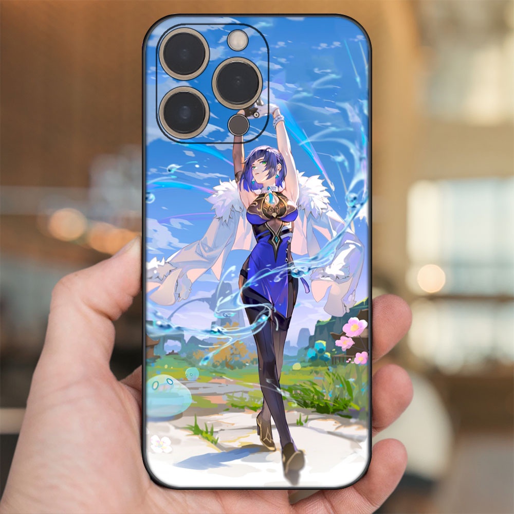 Ốp lưng iPhone 14 Pro dẻo đen cạnh vuông in hình Yelan Genshin Impact