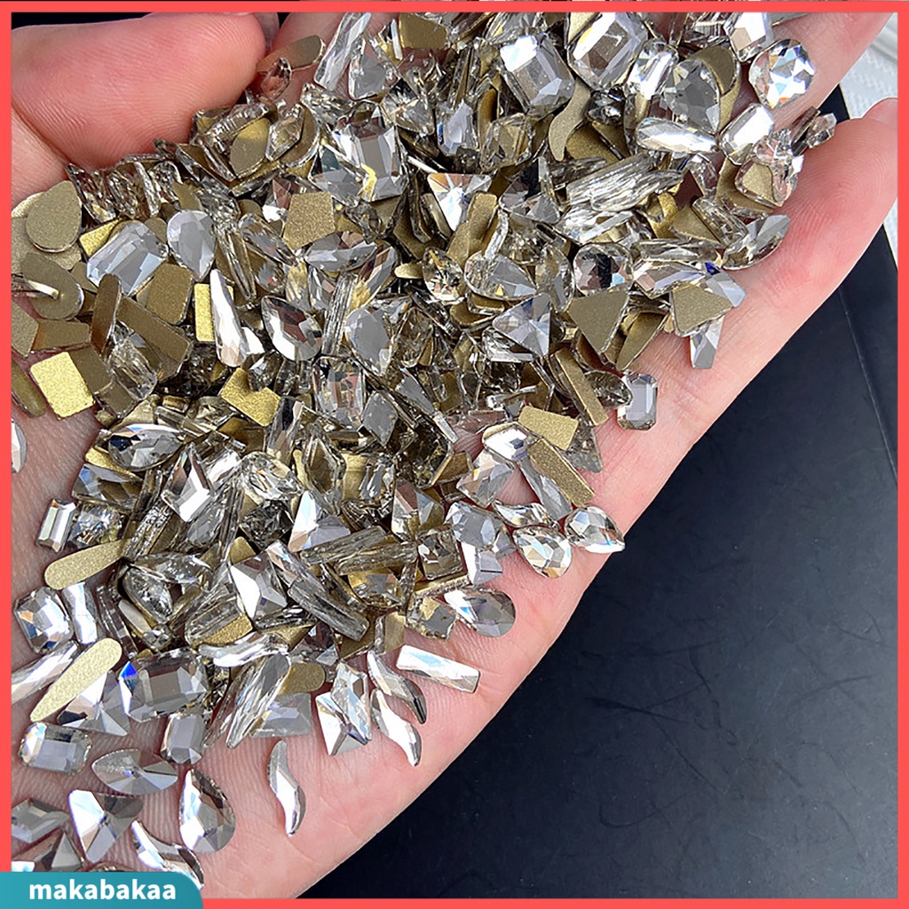 Túi 50 hạt đá quý nhân tạo hình học 3D lấp lánh trang trí móng tay