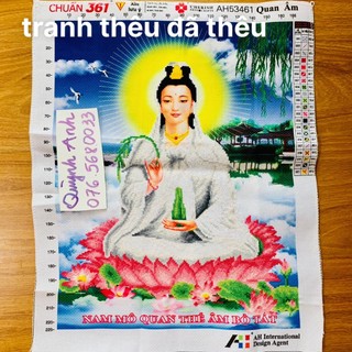 Tranh thêu chữ thập phật quan âm đã thêu rùi 56x46cm đã thành phẩm 53461
