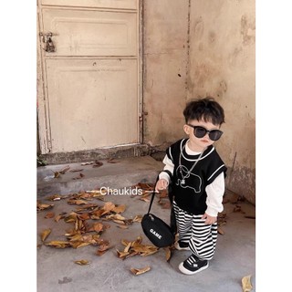 Bộ voi 3ct quần kẻ ngang cho bé