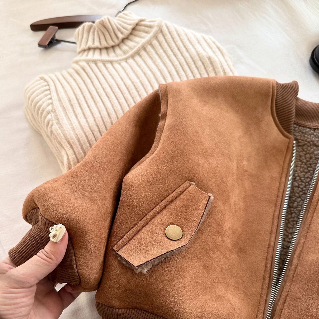 Hàng Mới Về Áo Khoác Bóng Chày Dày Giữ Ấm Có Khóa Kéo Thêu Họa Tiết Thời Trang Thu Đông Hàng Mới Dành Cho Trẻ Em