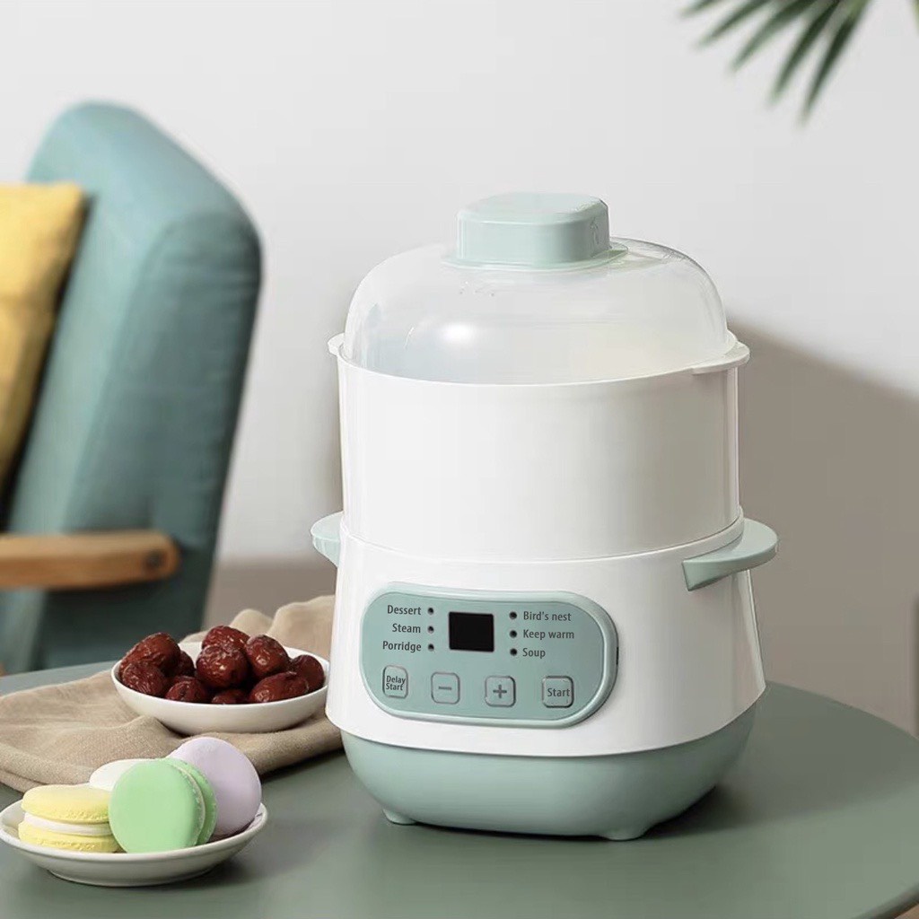 Nồi nấu cháo chậm, nồi hầm chậm hẹn giờ bát sứ 1-2 tầng,Nồi đa năng hấp,hầm, chưng cách thủy bản quốc tế dễ sử dụng