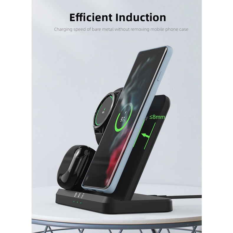 SAMSUNG Đế Sạc Không Dây 3 Trong 1 Cho galaxy watch 5 pro / 4 / 3 / active 2 / 1 s22 ultra note20 10 z flip 4 galaxy buds