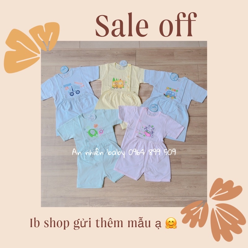 Bộ tay ngắn jou màu cho bé 3-9kg-hàng cotton 100%
