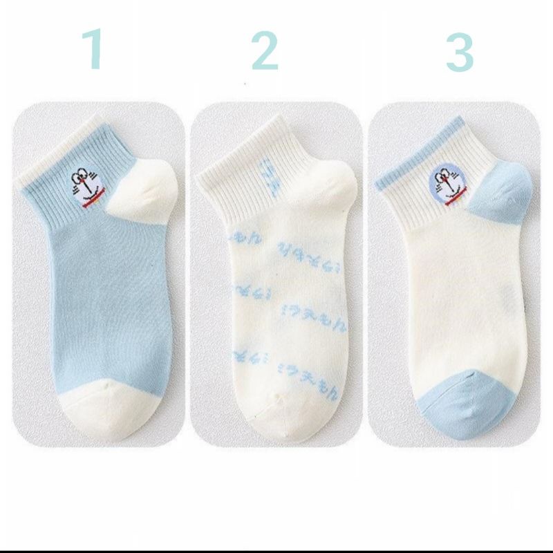 Tất Cổ Ngắn Nữ Xanh Dương Họa Tiết Đôremon Siêu Xinh, Set Vớ Nữ Nhiều Màu Sắc 88346 Shopkhotong vp88