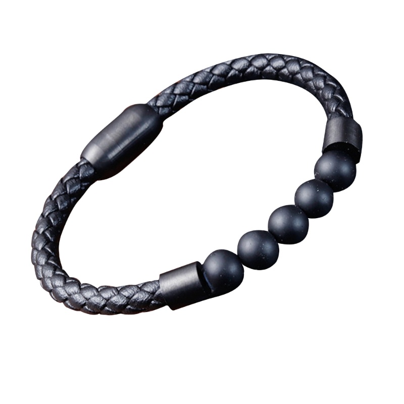 Vòng Tay Da Phối Đá Tròn Tự Nhiên Cho Nam Và Nữ