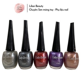  Sơn móng tay Lady Dream màu nhũ cọ êm không hại móng dung tích 12ml chai 
