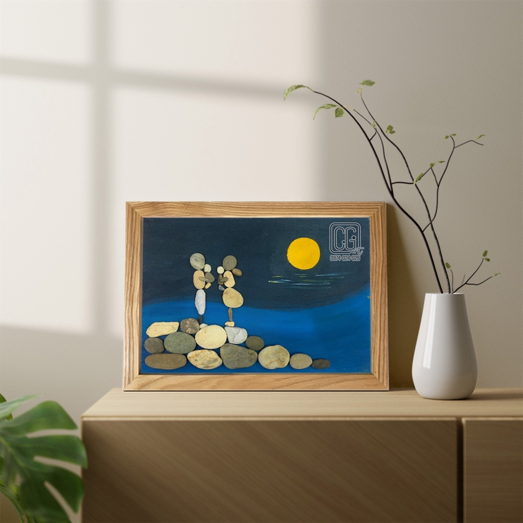 Tranh treo tường trang trí CHIGI ART handmade quà tặng ý nghĩa từ sỏi