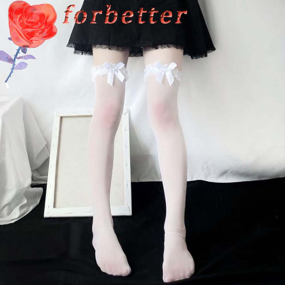 Đôi Vớ Dài Qua Gối Phối Ren Mỏng Co Giãn Đính Nơ Thời Trang Cho Nữ