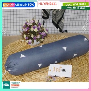 Vỏ Gối Ôm 35x100cm vải cotton poly[mẫu tam giác ghi]
