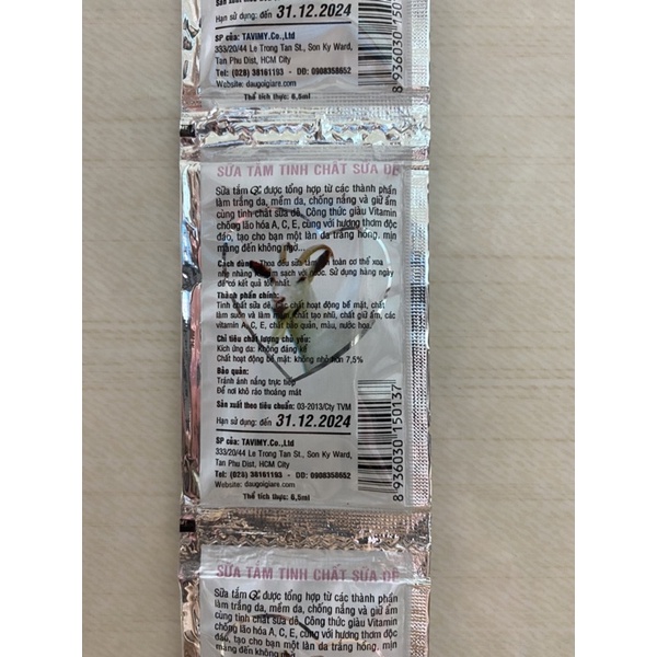 Combo 100 dây sữa tắm SỮA DÊ giá rẻ dùng cho khách sạn, nhà nghỉ