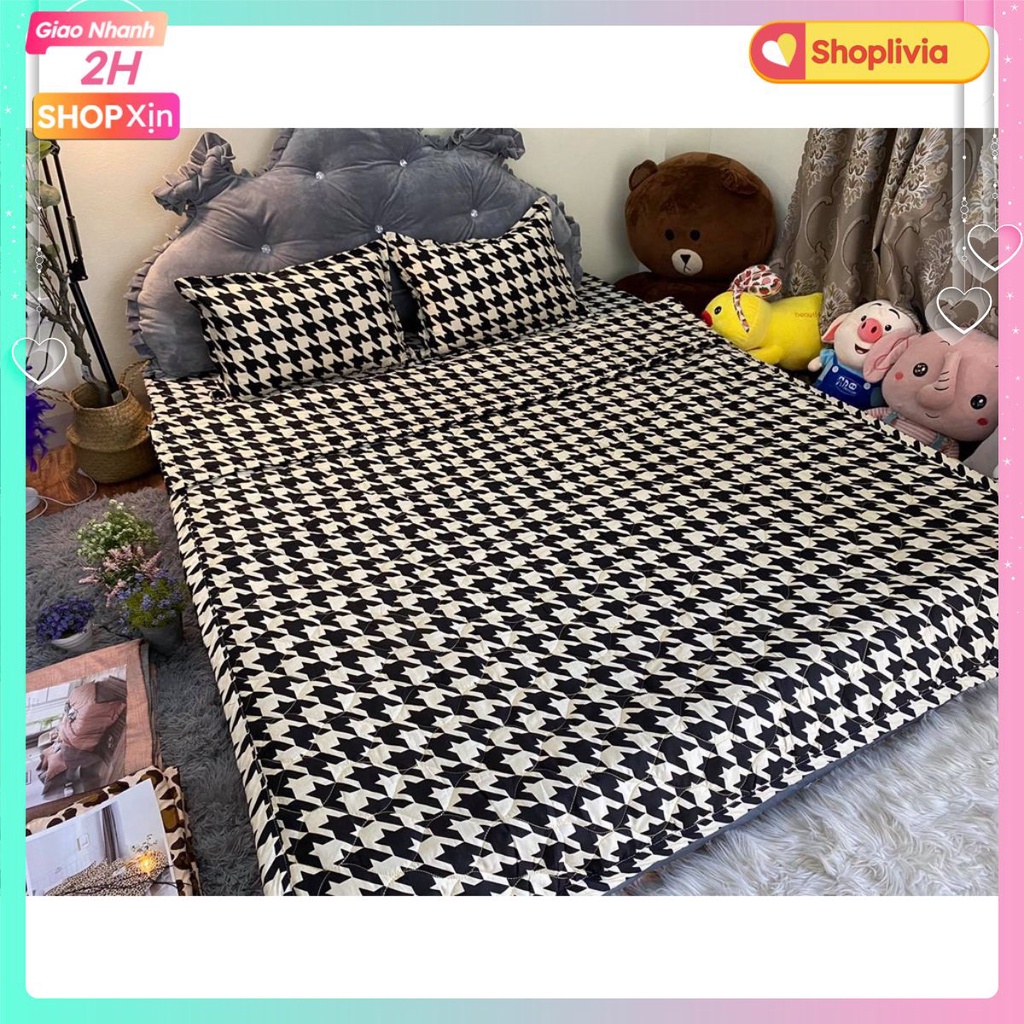 Ga Trải Giường bo chun[1m4x2m,1m5x2m,vải cotton poly[SHOPLIVIA]-mẫu ma trận