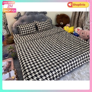 Ga Trải Giường bo chun[1m4x2m,1m5x2m,vải cotton poly[SHOPLIVIA]-mẫu ma trận