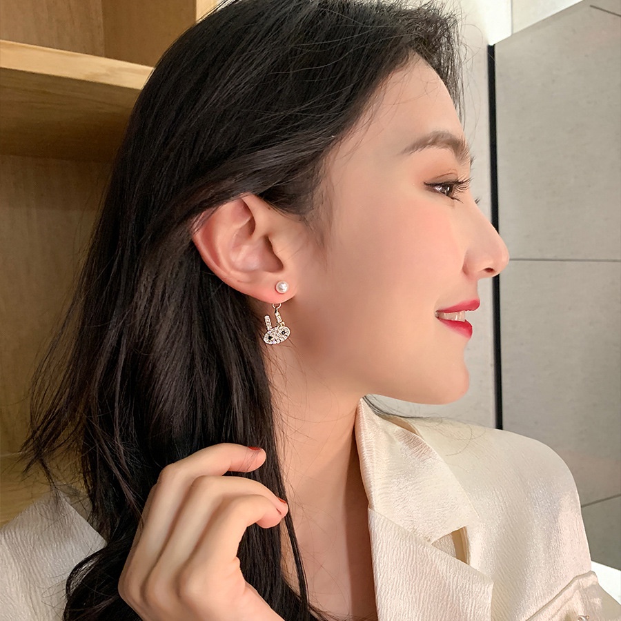 Khuyên Tai Hình Thỏ Đính Ngọc Trai Dễ Thương