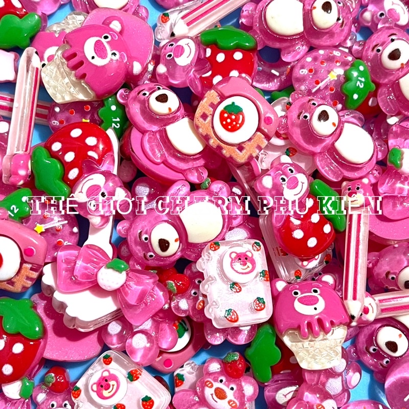 SET 100 CHARM GẤU HỒNG LÀM CỘT TÓC, ỐP ĐIỆN THOẠI, LÀM SLIME… (12 mẫu như ản