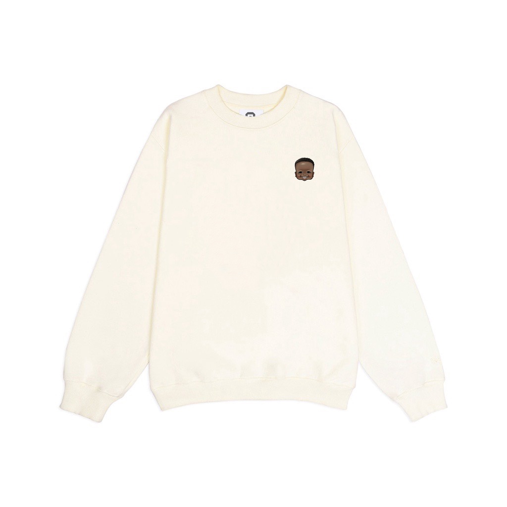 Áo nỉ Cotton dài tay thêu Logo Lôi Con màu kem - Quang Linh Store
