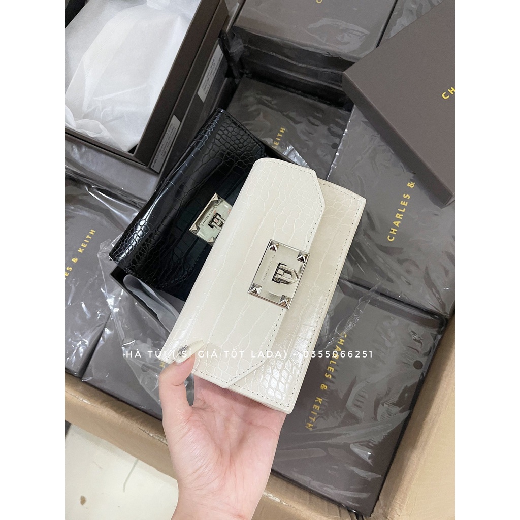 Túi Ci kay khóa gập dáng chữ nhật