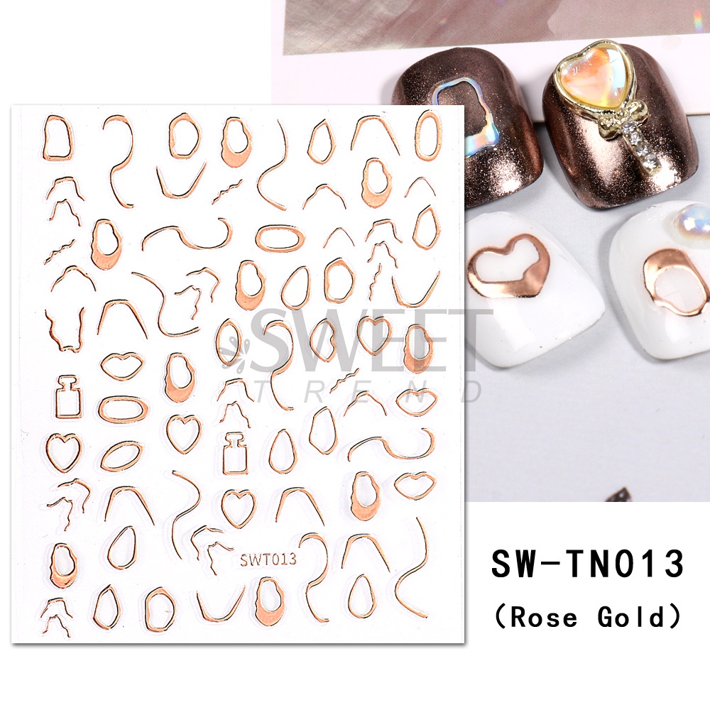 Miếng dán trang trí móng tay 3D STZPRONAIL bằng kim loại mạ vàng họa tiết đá cẩm thạch thiết kế thời trang