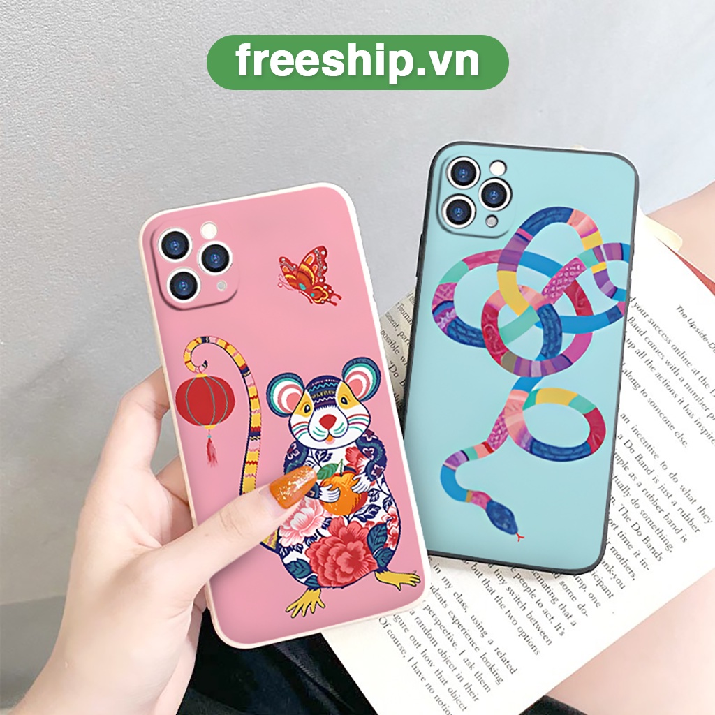 Ốp vuông iphone 12 con giáp cực chất cạnh tuổi Tý Tỵ cho 6/6splus/7/7plus/8/8plus/x/xr/xs/11/12/13/14/pro/max/plus/