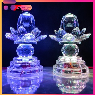 Cặp đèn sen pha lê để bàn thờ cao cấp, đèn thờ phật, sáng từ đầu đến chân đèn - pha lê 42
