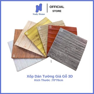 Xốp Dán Tường Giả Gỗ 3D - Loại 1 Kích Thước 70x77cm Có Sẵn KEO - Tấm Dán tường Miếng Dán Tường Vân Gỗ