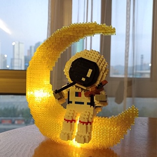 Image of （Bisa Bersinar) Glowing Astronaut Spaceman Building Blocks Hadiah Seri Ruang Angkasa untuk Anak Laki-Laki dan Perempuan