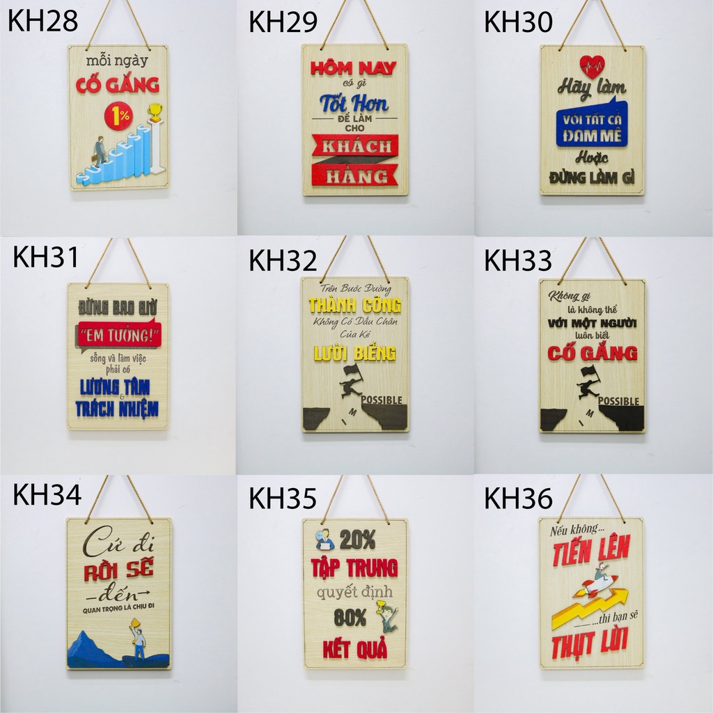 Bảng Gỗ Khẩu Hiệu, Slogan Treo Tường Tạo Động Lực,Trang Trí Văn Phòng, Cửa hàng MỘC DECOR KH28-36