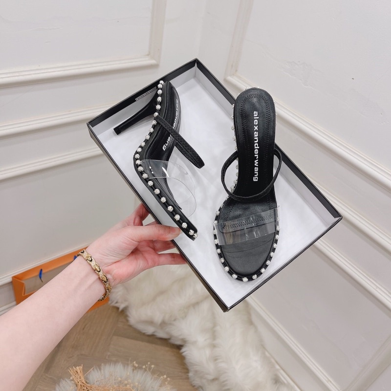 Sandal Wang viền đá quai mica chảng lắm luôn về hàng gót đũa
