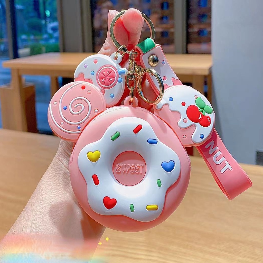 Hoạt Hình Túi Đựng Tiền Xu / Tai Nghe Hình Bánh donut Bằng silicone