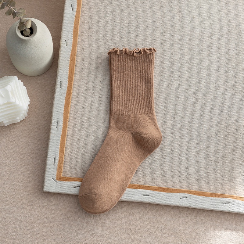 Vớ FHYL cổ cao vừa viền ren thời trang thu đông xinh xắn dành cho nữ