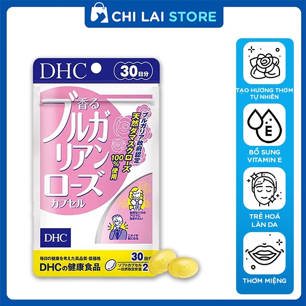 Viên uống thơm cơ thể DHC Hương Hoa Hồng Nhật Bản bổ sung vitamin E làm đẹp da (30 ngày/ 60 viên)