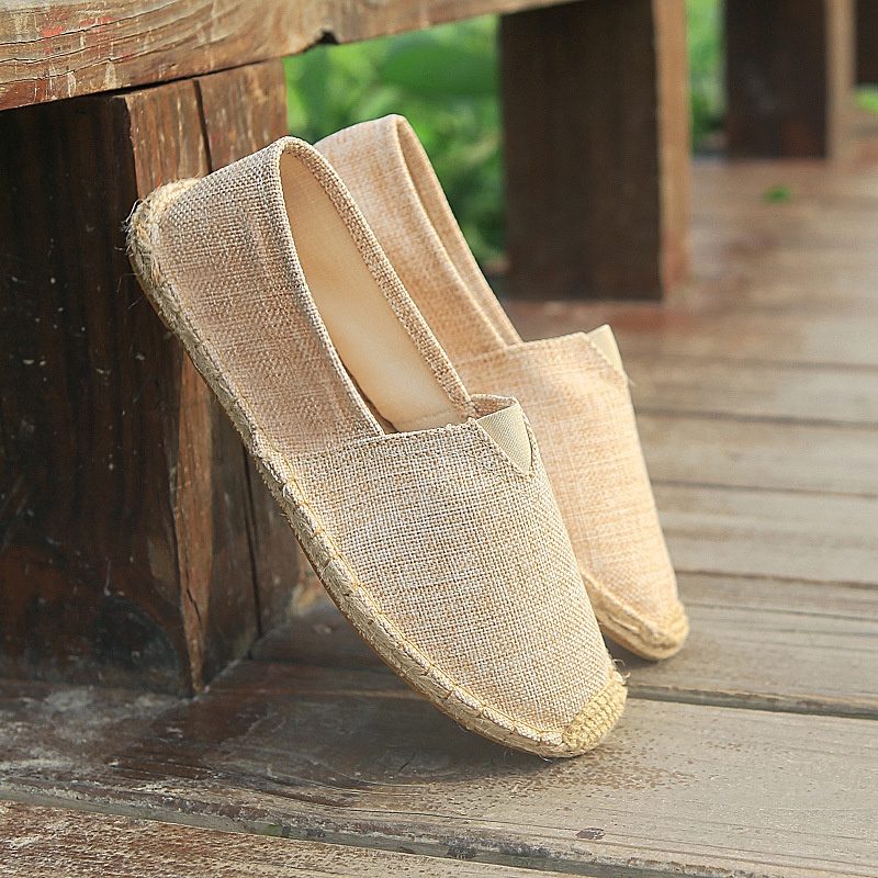 Giày Lười Vải Lanh Dệt Cói Thời Trang Nam Nữ
