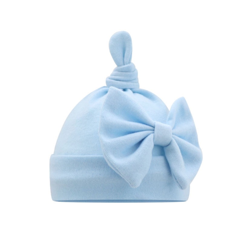 Mũ Cotton Giữ Ấm Thắt Nơ Dễ Thương Cho Bé Gái Sơ Sinh