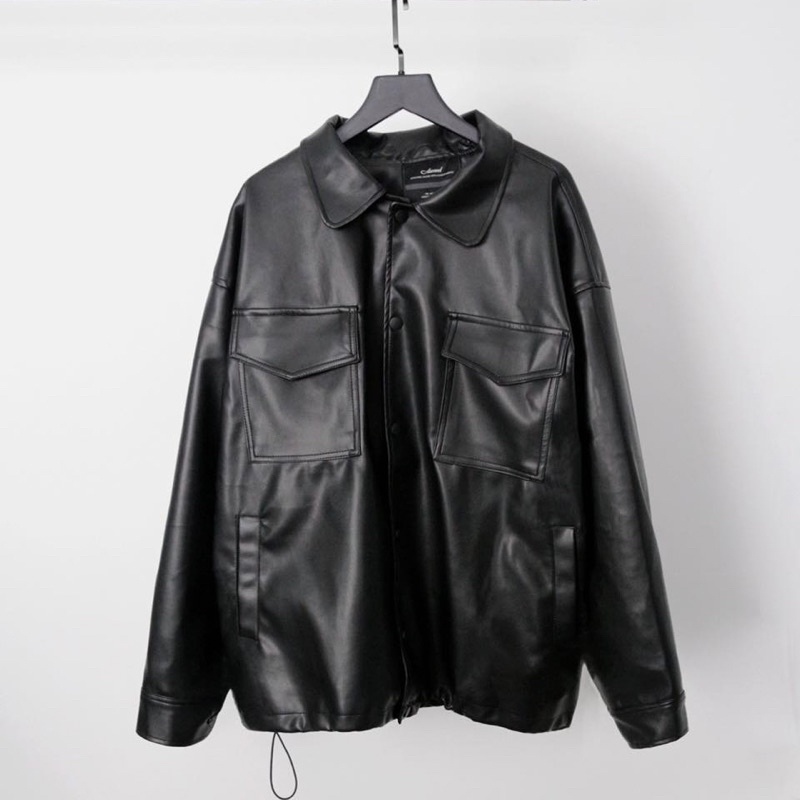 Jacket da cổ bẻ Powerful KPis Clothes sale 60% form rộng unisex nam nữ